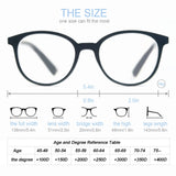 MODFANS Oversized Reading Glasses For Women and men,Classic Round Sunglasses Readers Frame with Spring Hinge +0.5 ~ +4.0