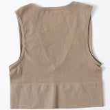 Deep V-Neck Crop Top 18 Colors Slim Fit Tank Stretchy Sleeveless Crop Vest Casual Ribbed Knit Top Low Cut Summer Camisole M-XL