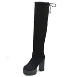 Square Chunky Block High Heels Riding Boots Women Slip On Thick Platform Rock Punk Botas Mujer Over the Knee High Boots Shoes