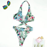 2025 Sexy High Cut Out Halter Female Swimwear One Piece Swimsuit Women Cross Bandage Monokini Bather Bathing Suit Swim Beachwear