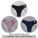 3Pcs/Set Women Cotton Panties Sexy V Waist Briefs T-Back Brazilian Underpants Female M-XL Underwear Girls Breathable Intimates