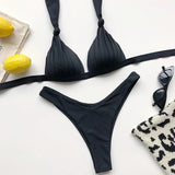 Sexy Halter Push Up Bra Cup Bikini 2025 Women Swimsuit Female Swimwear Two Pieces Bikini set Brazilian Bathing Suit Swim Beach