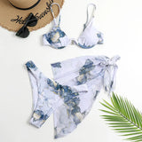 Sexy Marble Print Bikini 2026 Women Push Up Bra Underwire 3 Piece Swimsuit Brazilian Beach Bathing Suit Swimwear Swimming Suits