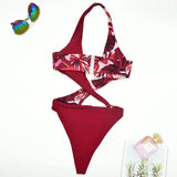 2025 Sexy High Cut Out Halter Female Swimwear One Piece Swimsuit Women Cross Bandage Monokini Bather Bathing Suit Swim Beachwear