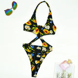 2025 Sexy High Cut Out Halter Female Swimwear One Piece Swimsuit Women Cross Bandage Monokini Bather Bathing Suit Swim Beachwear