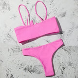 ZTVitality Sexy Solid Bow Bikinis Push Up Bikini 2021 Straps Padded Low Waist Swimsuit Bandage Swimwear Women Brazilian Biquini