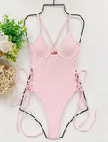 Splicing High Cut Out One Piece Swimsuit Women Tassel Swimwear Female Sexy Bathing Suit String Leopard Bikini 2025 Monokini Lady