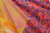 Foridol Paisley Print Batwing Sleeve Kimono Maxi Long Dress Floral Print Half Sleeve Boho Autumn Dress Orange Belt Slit Dress