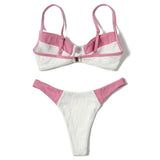 ZTVitality Ribbed Splicing Sexy Bikini 2022 New Arrival Underwire Padded Bra Push Up Swimsuit High Cut Swimwear Women Beachwear