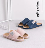 Breathable Flax Slippers Women Men Indoor Mute Slipper Anti-slip Lovers House Floor Shoes Soft  Ladies Summer Home Slides