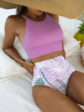 2026 High Waist Bikini Women High Neck Swimsuit Printed Swimwear Female Padded Beachwear Bathers Bathing Swimming Swim Suit
