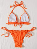 Halter String Ruffled Frilled Bikini 2026 Women Swimsuit Female Swimwear Two Pieces Bikini Set Padded Bather Bathing Suit Swim
