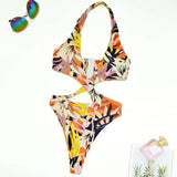 2025 Sexy High Cut Out Halter Female Swimwear One Piece Swimsuit Women Cross Bandage Monokini Bather Bathing Suit Swim Beachwear