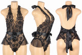 Backless Bodysuit Womens One Piece Floral Lace Bodysuit 5XL XXXL Halter V Neck Teddy Lingerie See Through Negligee Babydoll