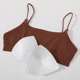 Women Low Back Crop Top Push Up Bras Seamless Underwear Thin Strap Camisole Sexy Lingerie Female Backless Bralette Tanks Top