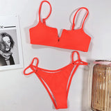 V-Bar Underwired Polka Dot Bikini 2025 Women Swimsuit Female Swimwear Two Pieces Bikini Set Ribbed High Cut Bathing Suit Swim