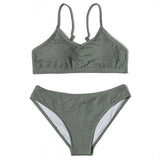ZTVitality Sexy Solid Bikini Set 2025 New Arrival Padded Bra Push Up V-Neck Swimsuit Women Swimwear Summer Brazilian Beachwear