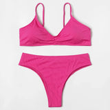 ZTVitality Ribbed Sexy Bikini Set 2023 New Arrival Padded Bra Push Up Swimsuit Women Brazilian Summer Beachwear Solid Swimwear