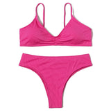 ZTVitality Ribbed Sexy Bikini Set 2023 New Arrival Padded Bra Push Up Swimsuit Women Brazilian Summer Beachwear Solid Swimwear