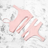 ZTVitality Solid Sexy Bikinis High Waist Bikini 2021 Hot Sale Asymmetry Straps Hollow Out Swimsuit Female Swimwear Women Biquini