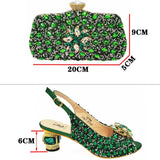 Doershow beautiful Italian Shoes And Bag Sets For Evening Party With Stones Italian Leather Handbags Match Bags! 1-1