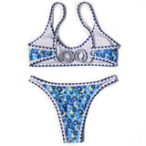 ZTVitality Swimwear Women 2025 New Arrival Print Whip Stitch Sexy Bikini Padded Bra Mid Waist Bandgae Swimsuit Brazilian Biquini