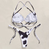 Sexy Printed Ruffled Frilled Thong Bikini Women Swimwear Female Swimsuit Two Pieces Bikini set Micro String Bathing Suit Swim