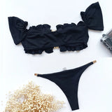 Cherry Print Off Shoulder Bikini 2025 High Cut Swimsuit Women Female Brazilian Swimwear Two pieces Bikini set Bathing Suit Swim