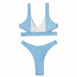 ZTVitality Solid Twill Bubble Sexy Bikini 2022 Hot Sale Padded Hollow Out High Leg Swimsuit Brazilian Beachwear Swimwear Women