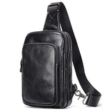 WESTAL 100% Cowhide Genuine Leather Sling Bag Men Messenger Bags for Men Black Chest Bags for Phone Casual Sport Shoulder Bag
