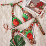 Sexy Leopard Crystal Diamond Bikini 2025 Women Swimsuit Female Halter Swimwear Two Pieces Bikini set Brazilian Bathing Suit Swim
