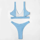 ZTVitality Solid Twill Bubble Sexy Bikini 2022 Hot Sale Padded Hollow Out High Leg Swimsuit Brazilian Beachwear Swimwear Women
