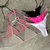 Shiny Sequins Diamond Micro Bikini 2025 Women Swimsuit Female Halter Swimwear Two Pieces Bikini Set Brazilian Bathing Suit Swim