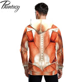 Phantasy Japanese Anime Hoodies Unisex Superhero Muscle Print Pullover Cosplay Costume Hooded Streetwear Loose Sweatshirt Jacket