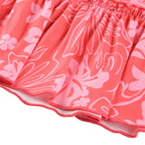 Women's Summer Ruffles A-Line Mini Skirt Y2K Style High Waist Floral Print Frill Trim Above Knee Short Skirt Blue/Pink/Purple