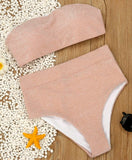 2025 Shiny Sparkling High Waist Bikini Women Bandeau Swimsuit Female Swimwear Two Pieces Bikini set High cut Bathing Suit Swim
