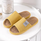 Breathable Flax Slippers Women Men Indoor Mute Slipper Anti-slip Lovers House Floor Shoes Soft  Ladies Summer Home Slides
