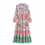 Foridol Floral Print Casual Boho Shirt Dress Maxi Long Autumn Winter Long Sleeve Dress Vestidos 2025 Button Up Dress