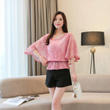 Summer Loose Lace Blouse Women 2025 Butterfly Sleeve Chiffon Shirt Woman Fashion Casual Floral White Shirt Tops Blusas 4073