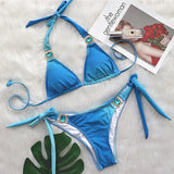 Sexy Leopard Crystal Diamond Bikini 2025 Women Swimsuit Female Halter Swimwear Two Pieces Bikini set Brazilian Bathing Suit Swim