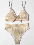 ZTVitality Bow Plaid Bikinis Push Up Sexy Bikini 2021 Hot Sale Straps Padded High Waist Swimsuit Retro Swimwear Women Biquini