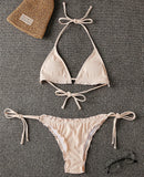 Halter String Ruffled Frilled Bikini 2026 Women Swimsuit Female Swimwear Two Pieces Bikini Set Padded Bather Bathing Suit Swim