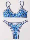 ZTVitality Swimwear Women 2025 New Arrival Print Whip Stitch Sexy Bikini Padded Bra Mid Waist Bandgae Swimsuit Brazilian Biquini