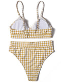 ZTVitality Bow Plaid Bikinis Push Up Sexy Bikini 2021 Hot Sale Straps Padded High Waist Swimsuit Retro Swimwear Women Biquini