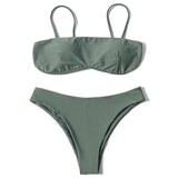 ZTVitality Solid Sexy Bikini 2022 New Arrival Padded Bra Mid Waist Swimsuit Women Swimwear Brazilian Bathing Suit Beach Wear S-L