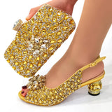 Doershow beautiful Italian Shoes And Bag Sets For Evening Party With Stones Italian Leather Handbags Match Bags! 1-1