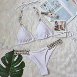 2026 Halter Shiny Crystal Diamond Bikini Women Swimsuit Female Swimwear Rhinestone Bikini Set Rhinestone Brazilian Bathing Suit