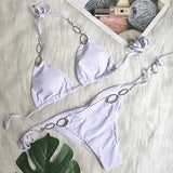 Sexy Halter Diamond Bikini Women Swimsuit Female Metal Chains Swimwear Two Pieces Bikini set Brazilian Bather Bathing Suit Swim
