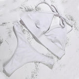 ZTVitality Sexy Solid Bikinis Push Up Bikini 2025 Padded Halter Thong Low Waist Swimwear Women String Bandage Swimsuit Biquini