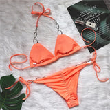 Sexy Halter Diamond Bikini Women Swimsuit Female Metal Chains Swimwear Two Pieces Bikini set Brazilian Bather Bathing Suit Swim